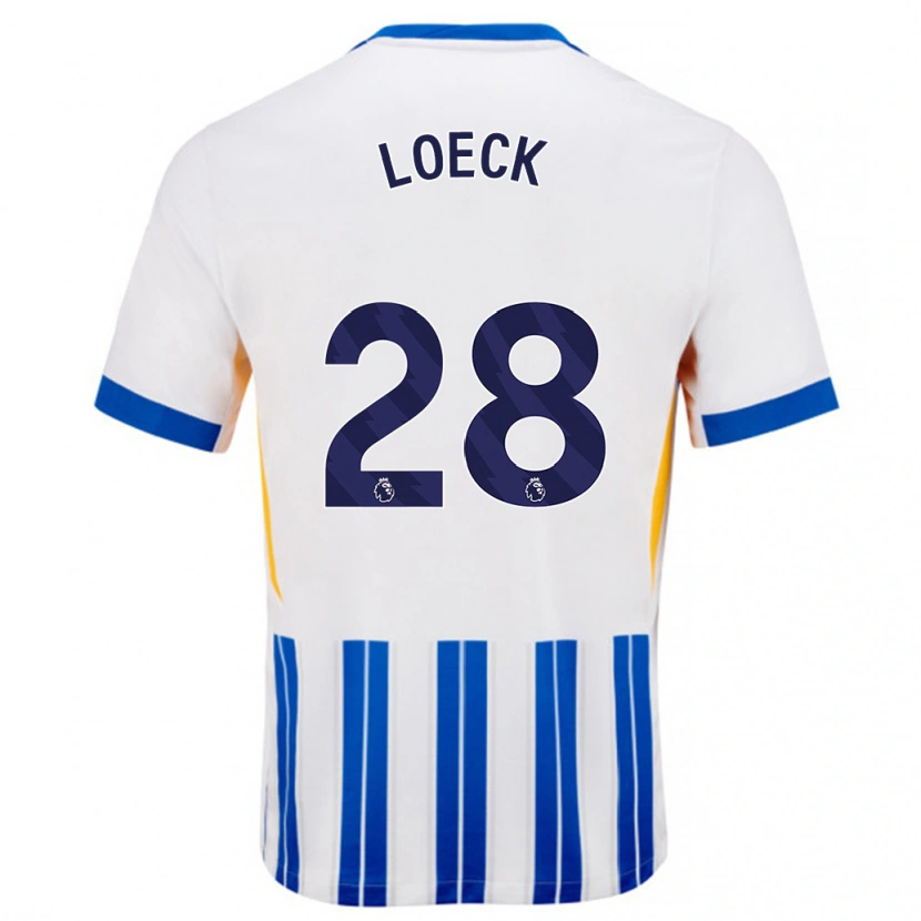 Danxen Kinder Melina Loeck #28 Weiß Blaue Nadelstreifen Heimtrikot Trikot 2024/25 T-Shirt