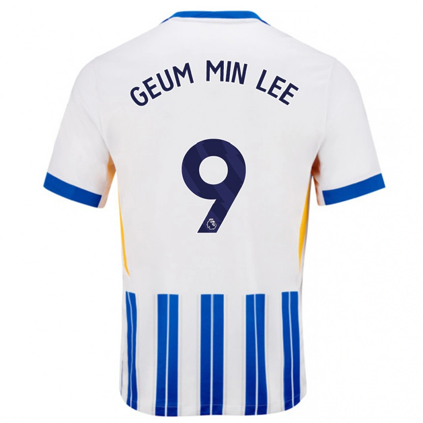 Danxen Kinder Lee Geum-Min #9 Weiß Blaue Nadelstreifen Heimtrikot Trikot 2024/25 T-Shirt