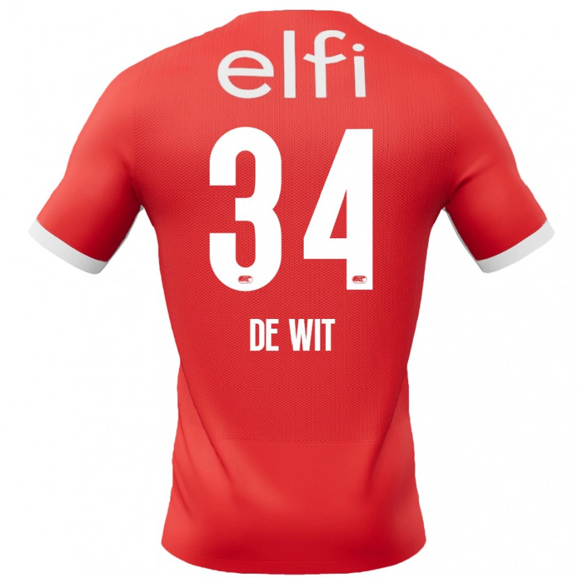 Danxen Kinder Mees De Wit #34 Rot Weiß Heimtrikot Trikot 2024/25 T-Shirt