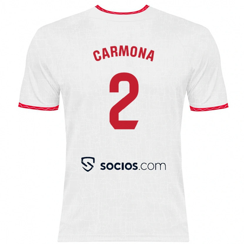 Danxen Kinder José Ángel Carmona #2 Weiß Rot Heimtrikot Trikot 2024/25 T-Shirt