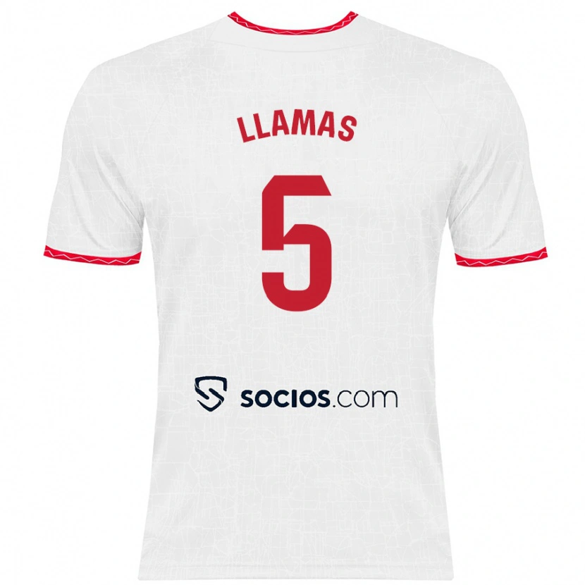 Danxen Kinder Eva Llamas #5 Weiß Rot Heimtrikot Trikot 2024/25 T-Shirt