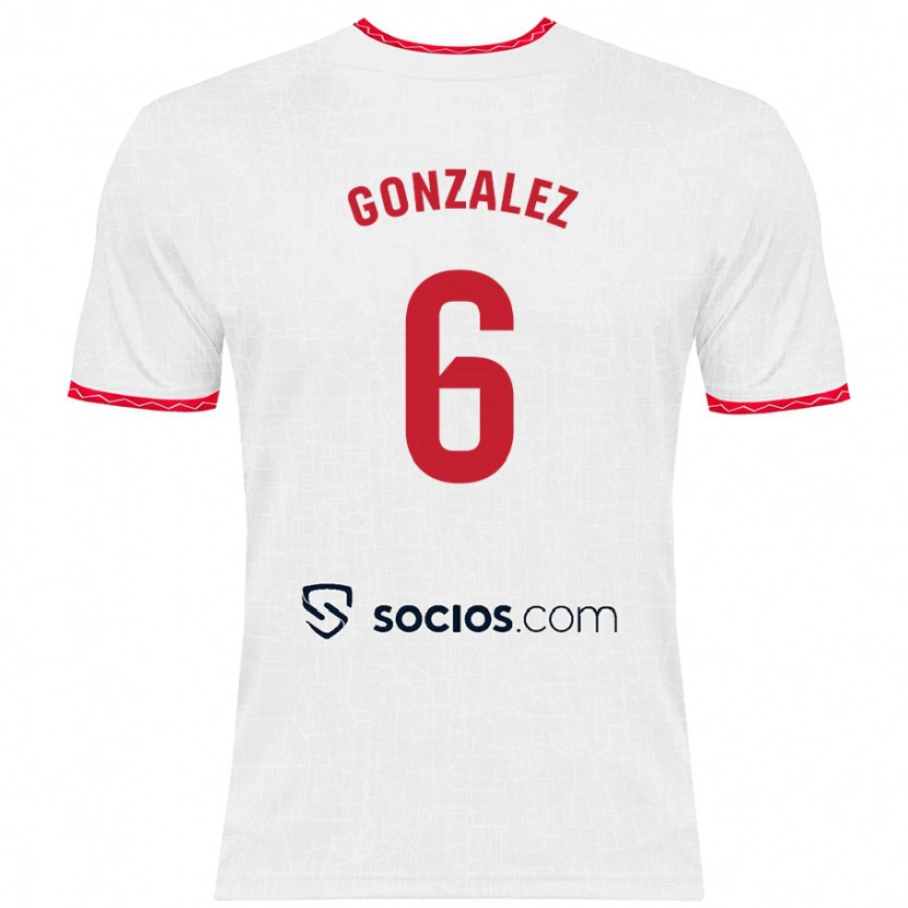 Danxen Kinder Pamela González #6 Weiß Rot Heimtrikot Trikot 2024/25 T-Shirt
