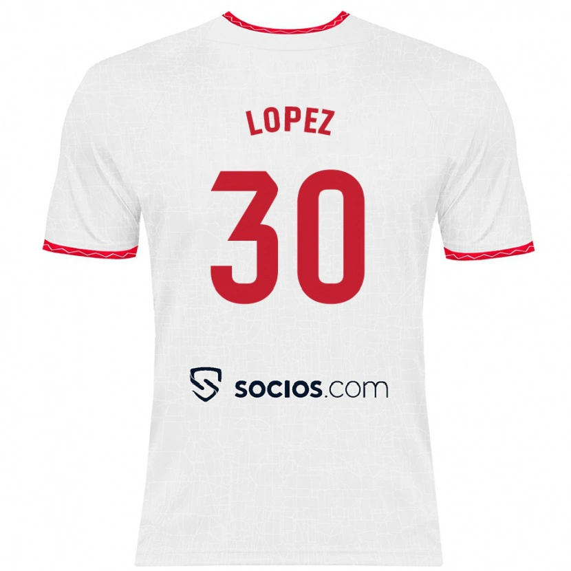 Danxen Kinder Alba López #30 Weiß Rot Heimtrikot Trikot 2024/25 T-Shirt