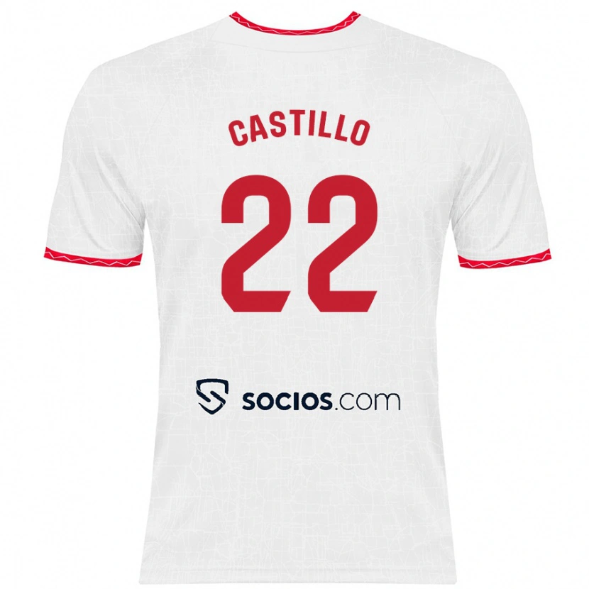 Danxen Kinder José Castillo #22 Weiß Rot Heimtrikot Trikot 2024/25 T-Shirt