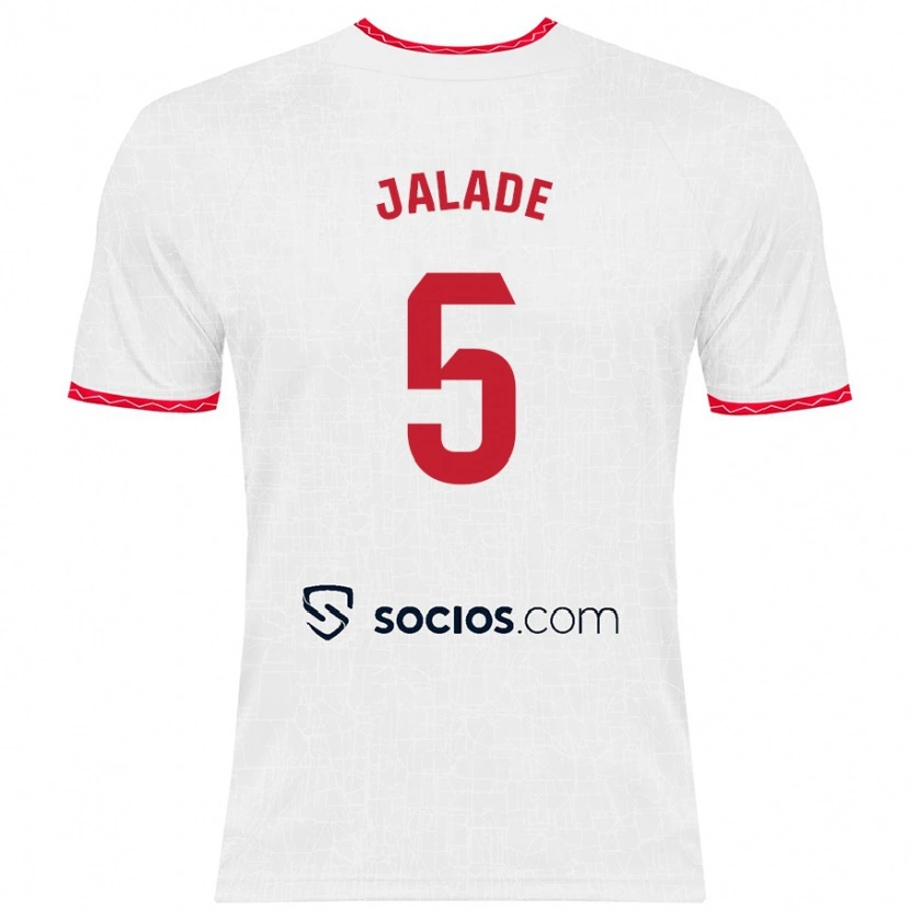 Danxen Kinder Robert Jalade #5 Weiß Rot Heimtrikot Trikot 2024/25 T-Shirt