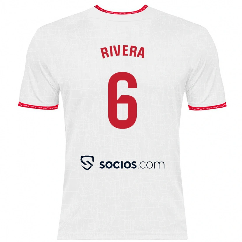 Danxen Kinder Pablo Rivera #6 Weiß Rot Heimtrikot Trikot 2024/25 T-Shirt