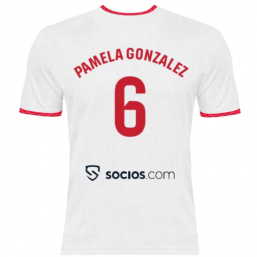 Danxen Kinder Cinthia Pamela González Medina #6 Weiß Rot Heimtrikot Trikot 2024/25 T-Shirt