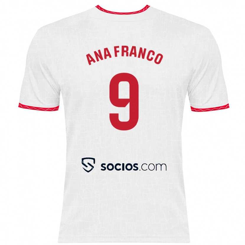 Danxen Kinder Ana Franco De La Vega #9 Weiß Rot Heimtrikot Trikot 2024/25 T-Shirt