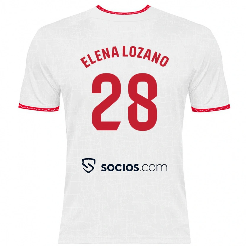 Danxen Kinder Elena Lozano Gallego #28 Weiß Rot Heimtrikot Trikot 2024/25 T-Shirt