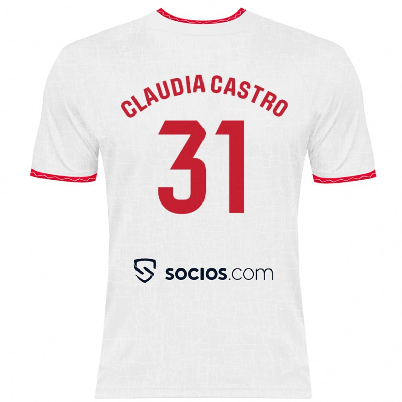Danxen Kinder Claudia Castro Romero #31 Weiß Rot Heimtrikot Trikot 2024/25 T-Shirt