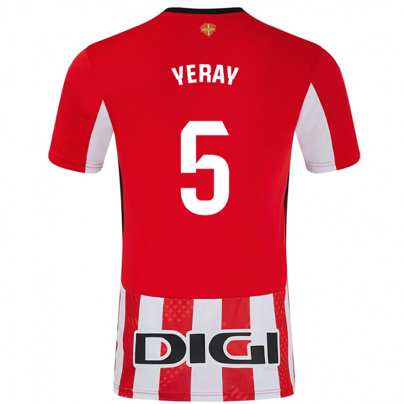 Danxen Kinder Yeray Álvarez #5 Rot Weiß Heimtrikot Trikot 2024/25 T-Shirt