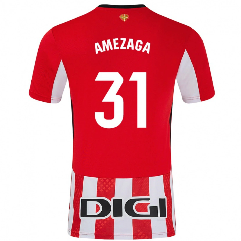 Danxen Kinder Jone Amezaga #31 Rot Weiß Heimtrikot Trikot 2024/25 T-Shirt