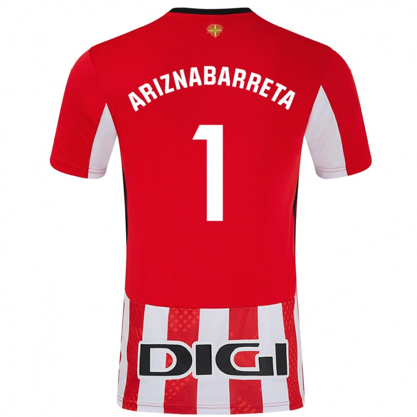 Danxen Kinder Oier Ariznabarreta #1 Rot Weiß Heimtrikot Trikot 2024/25 T-Shirt