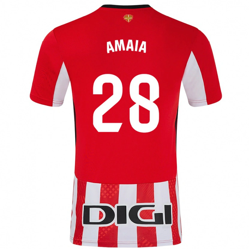 Danxen Kinder Amaia Martinez De La Peña #28 Rot Weiß Heimtrikot Trikot 2024/25 T-Shirt