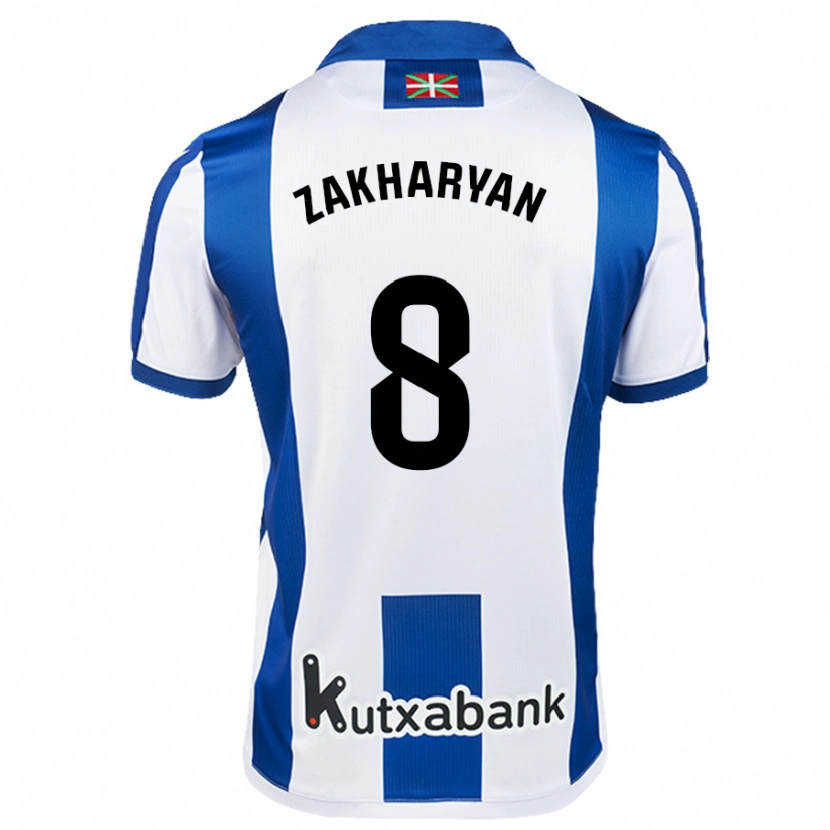 Danxen Kinder Arsen Zakharyan #8 Weiß Blau Heimtrikot Trikot 2024/25 T-Shirt