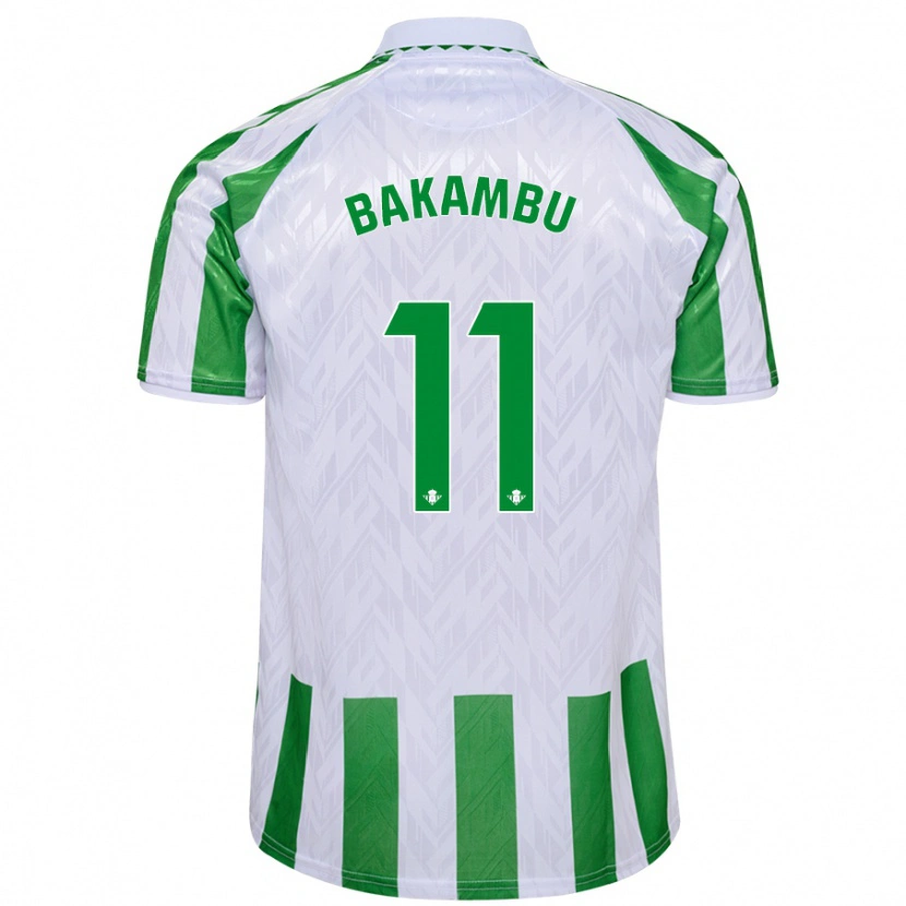 Danxen Kinder Cédric Bakambu #11 Grün Weiße Streifen Heimtrikot Trikot 2024/25 T-Shirt