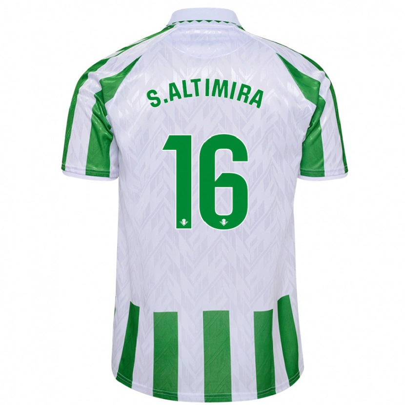 Danxen Kinder Sergi Altimira #16 Grün Weiße Streifen Heimtrikot Trikot 2024/25 T-Shirt