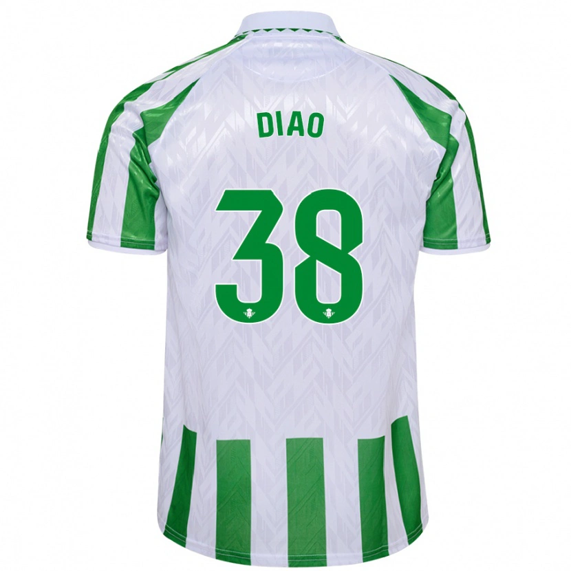 Danxen Kinder Assane Diao #38 Grün Weiße Streifen Heimtrikot Trikot 2024/25 T-Shirt