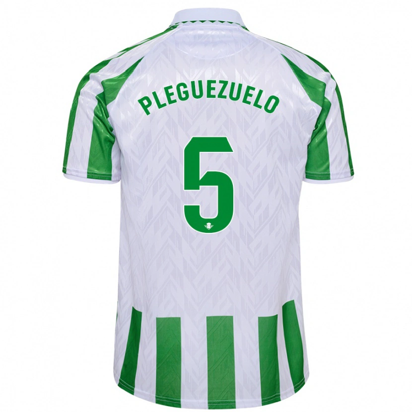 Danxen Kinder Xavi Pleguezuelo #5 Grün Weiße Streifen Heimtrikot Trikot 2024/25 T-Shirt