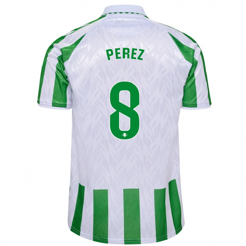 Danxen Kinder Dani Pérez #8 Grün Weiße Streifen Heimtrikot Trikot 2024/25 T-Shirt