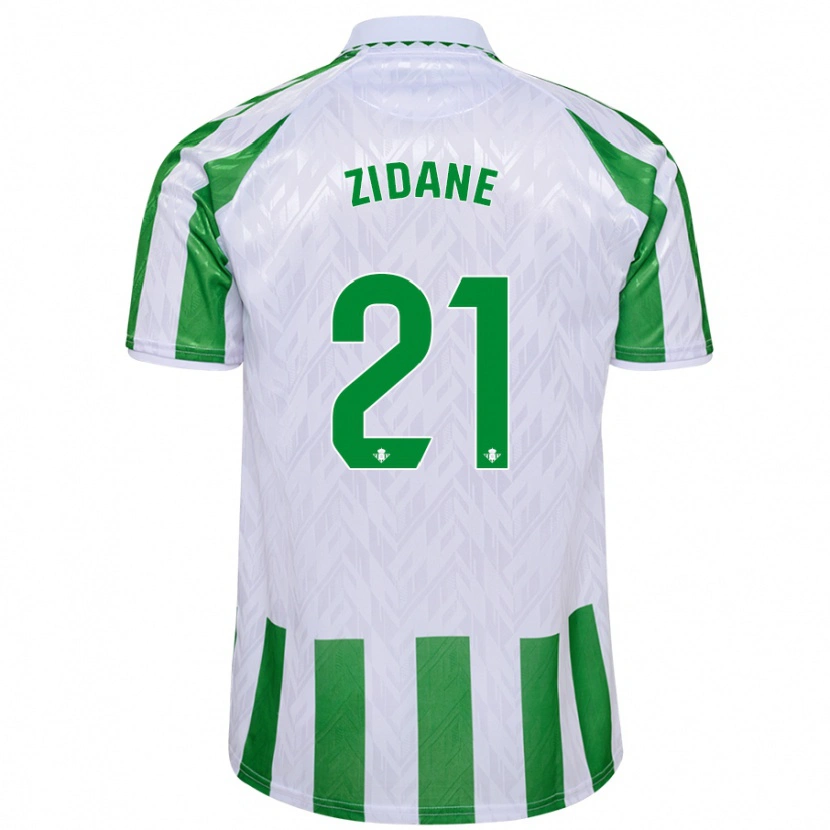 Danxen Kinder Elyaz Zidane #21 Grün Weiße Streifen Heimtrikot Trikot 2024/25 T-Shirt