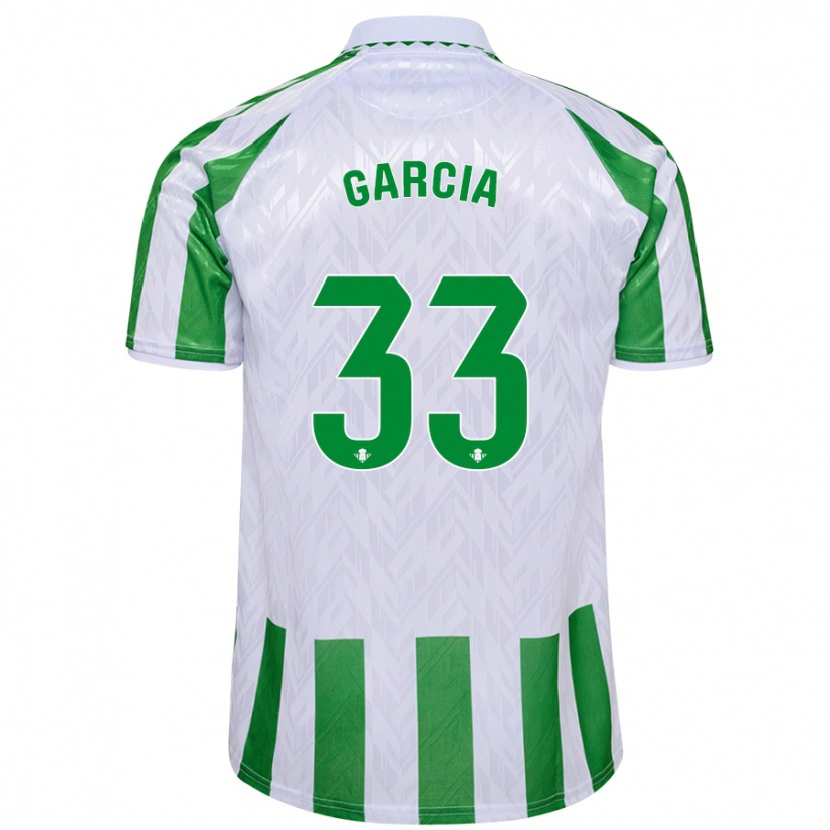 Danxen Kinder Pablo García #33 Grün Weiße Streifen Heimtrikot Trikot 2024/25 T-Shirt