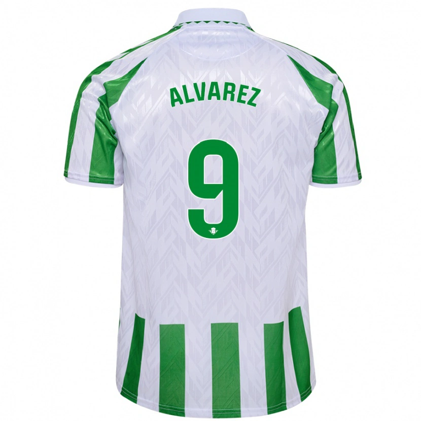 Danxen Kinder Carmen Álvarez #9 Grün Weiße Streifen Heimtrikot Trikot 2024/25 T-Shirt