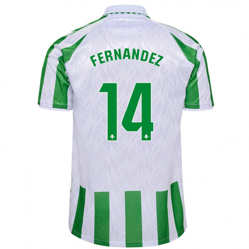 Danxen Kinder Quique Fernández #14 Grün Weiße Streifen Heimtrikot Trikot 2024/25 T-Shirt