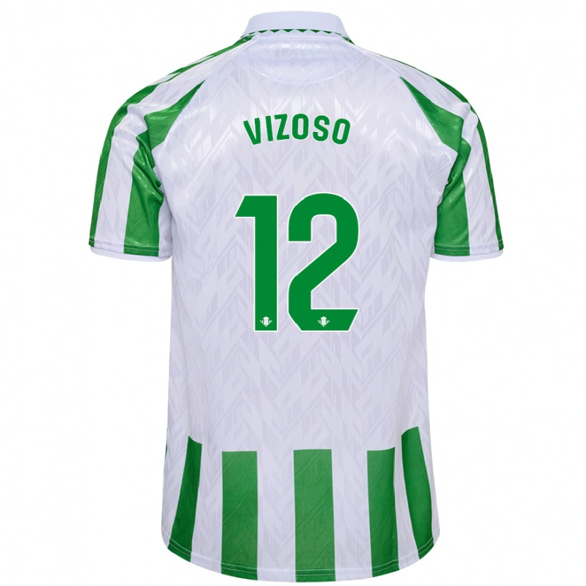 Danxen Kinder Paula Vizoso Prieto #12 Grün Weiße Streifen Heimtrikot Trikot 2024/25 T-Shirt