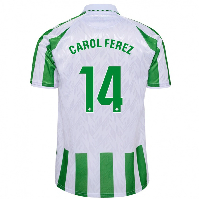 Danxen Kinder Carolina Férez Méndez #14 Grün Weiße Streifen Heimtrikot Trikot 2024/25 T-Shirt