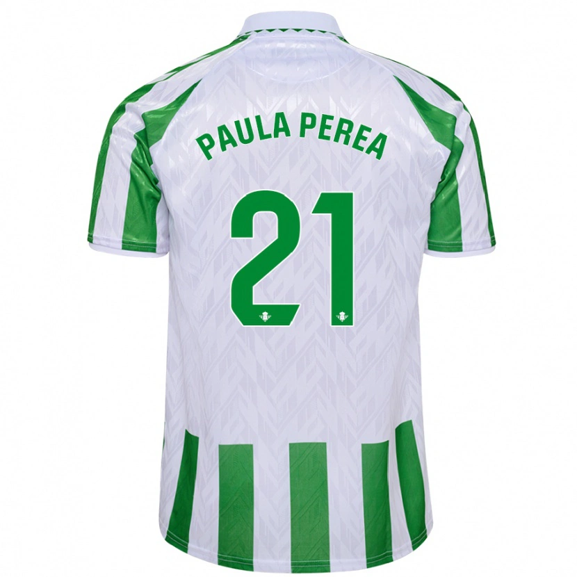 Danxen Kinder Paula Perea Ramírez #21 Grün Weiße Streifen Heimtrikot Trikot 2024/25 T-Shirt