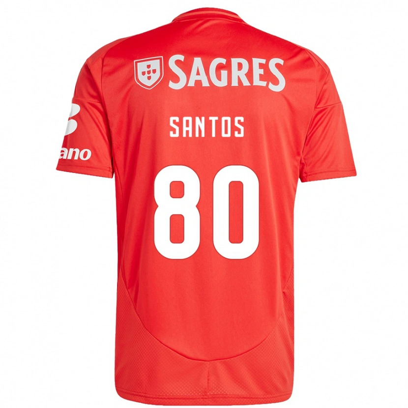 Danxen Kinder Pedro Santos #80 Rot Weiß Heimtrikot Trikot 2024/25 T-Shirt