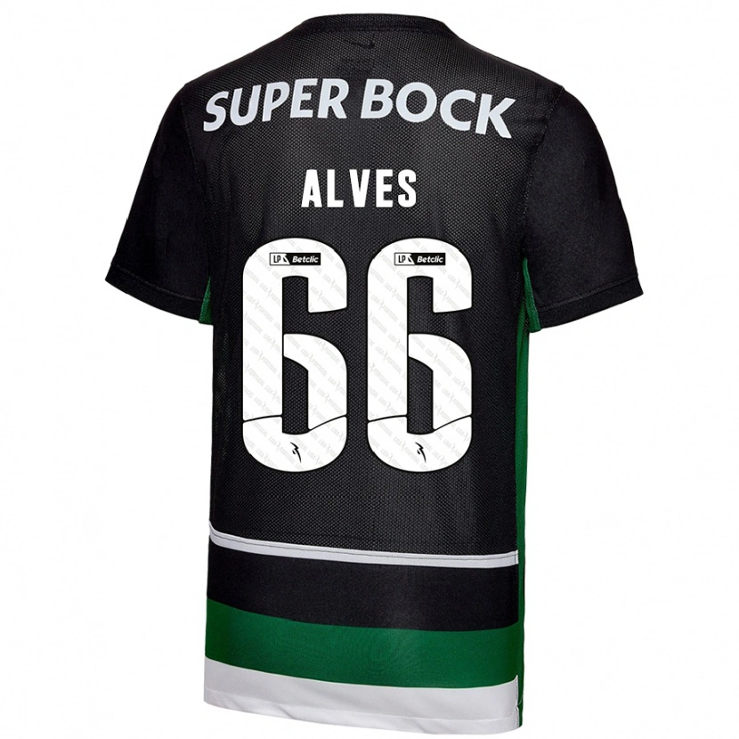 Danxen Kinder Miguel Alves #66 Schwarz Weiß Grün Heimtrikot Trikot 2024/25 T-Shirt