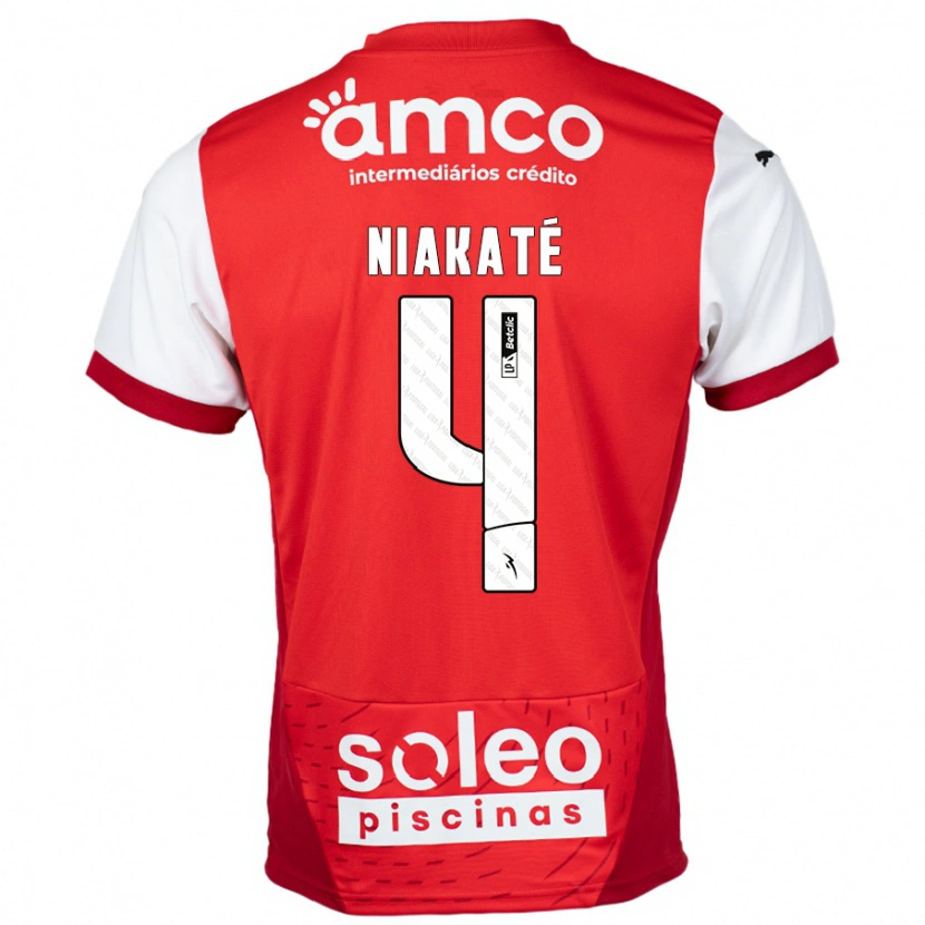Danxen Kinder Sikou Niakaté #4 Rot Weiß Heimtrikot Trikot 2024/25 T-Shirt