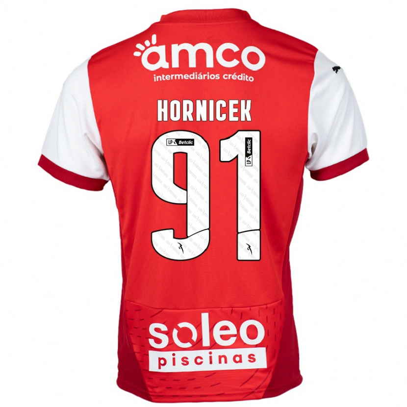 Danxen Kinder Lukas Hornicek #91 Rot Weiß Heimtrikot Trikot 2024/25 T-Shirt