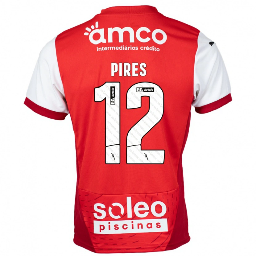 Danxen Kinder Hugo Pires #12 Rot Weiß Heimtrikot Trikot 2024/25 T-Shirt