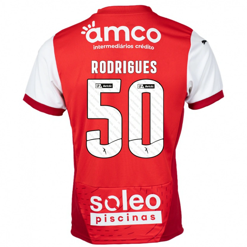 Danxen Kinder Diego Rodrigues #50 Rot Weiß Heimtrikot Trikot 2024/25 T-Shirt