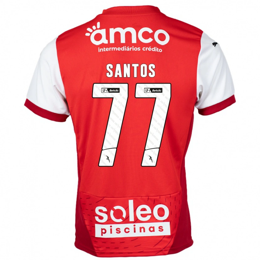 Danxen Kinder Edu Santos #77 Rot Weiß Heimtrikot Trikot 2024/25 T-Shirt