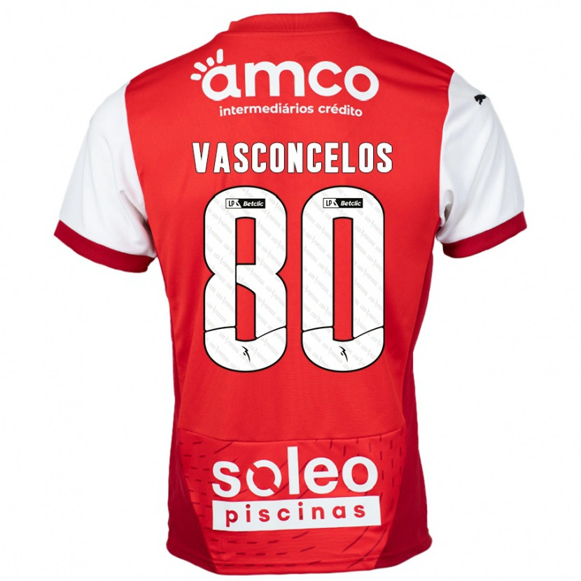 Danxen Kinder Vasconcelos #80 Rot Weiß Heimtrikot Trikot 2024/25 T-Shirt