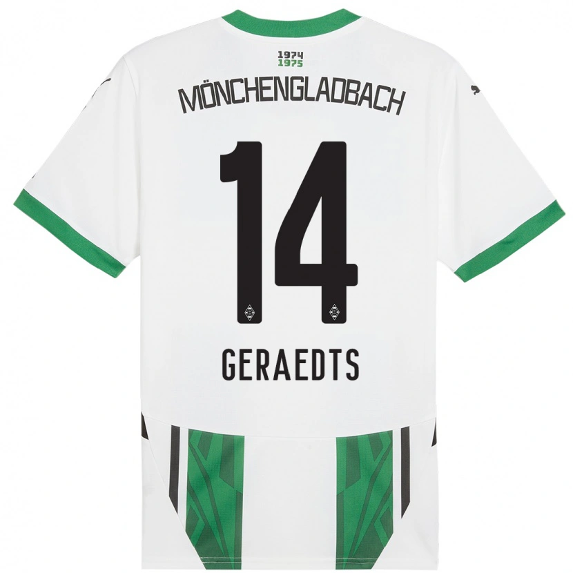 Danxen Kinder Kelsey Geraedts #14 Weiß Grün Heimtrikot Trikot 2024/25 T-Shirt