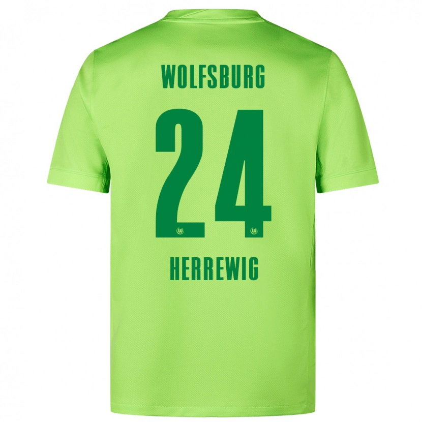Danxen Kinder Max Herrewig #24 Fluoreszierendes Grün Heimtrikot Trikot 2024/25 T-Shirt