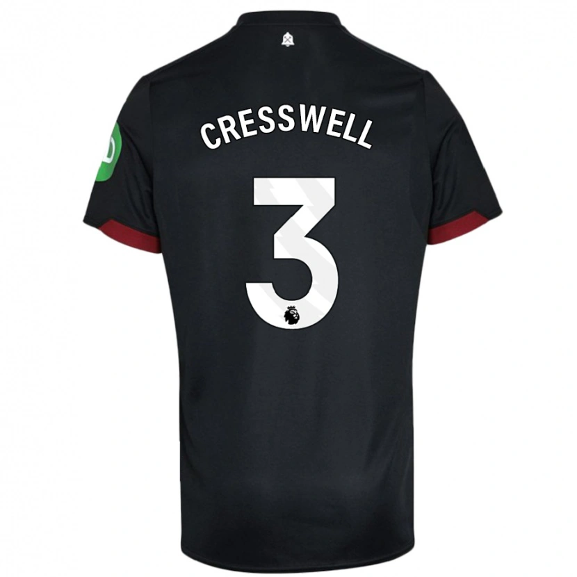 Danxen Kinder Aaron Cresswell #3 Schwarz Weiß Auswärtstrikot Trikot 2024/25 T-Shirt