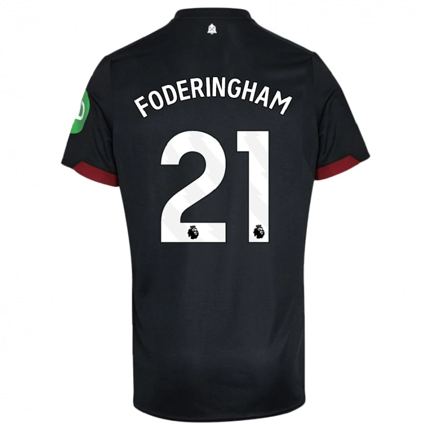 Danxen Kinder Wes Foderingham #21 Schwarz Weiß Auswärtstrikot Trikot 2024/25 T-Shirt