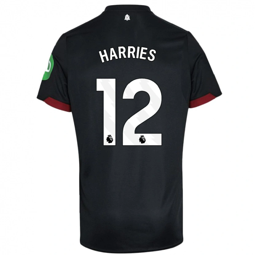 Danxen Kinder Emma Harries #12 Schwarz Weiß Auswärtstrikot Trikot 2024/25 T-Shirt