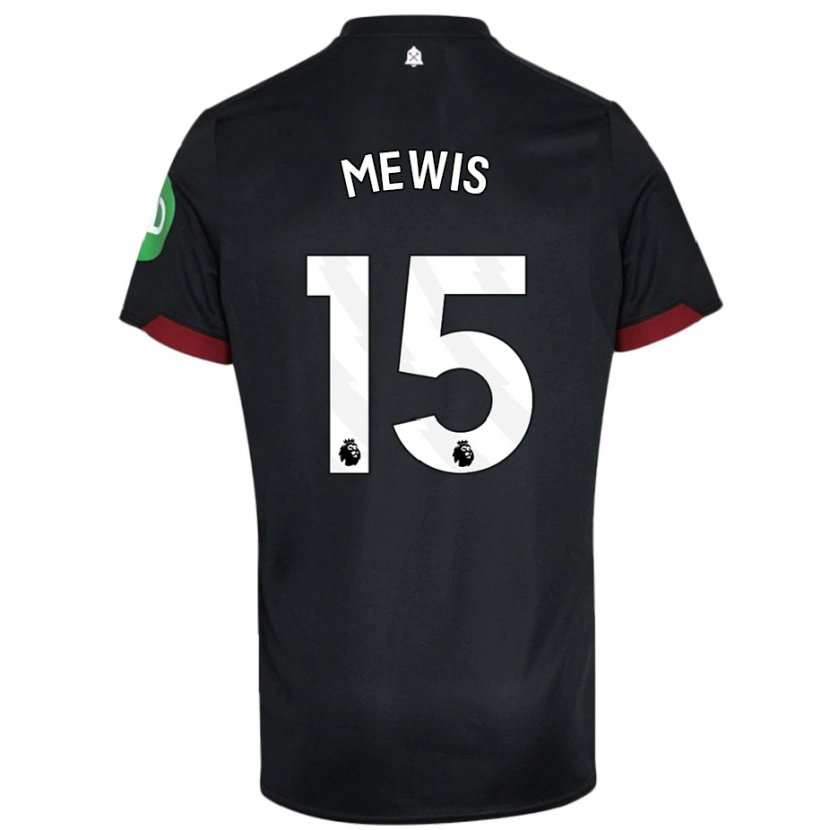 Danxen Kinder Kristie Mewis #15 Schwarz Weiß Auswärtstrikot Trikot 2024/25 T-Shirt