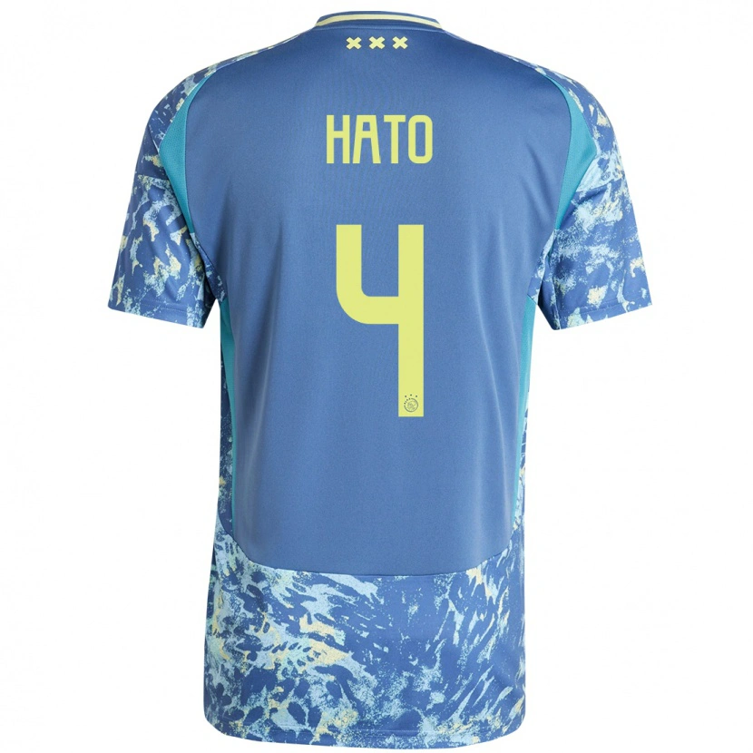 Danxen Kinder Jorrel Hato #4 Grau Blau Gelb Auswärtstrikot Trikot 2024/25 T-Shirt
