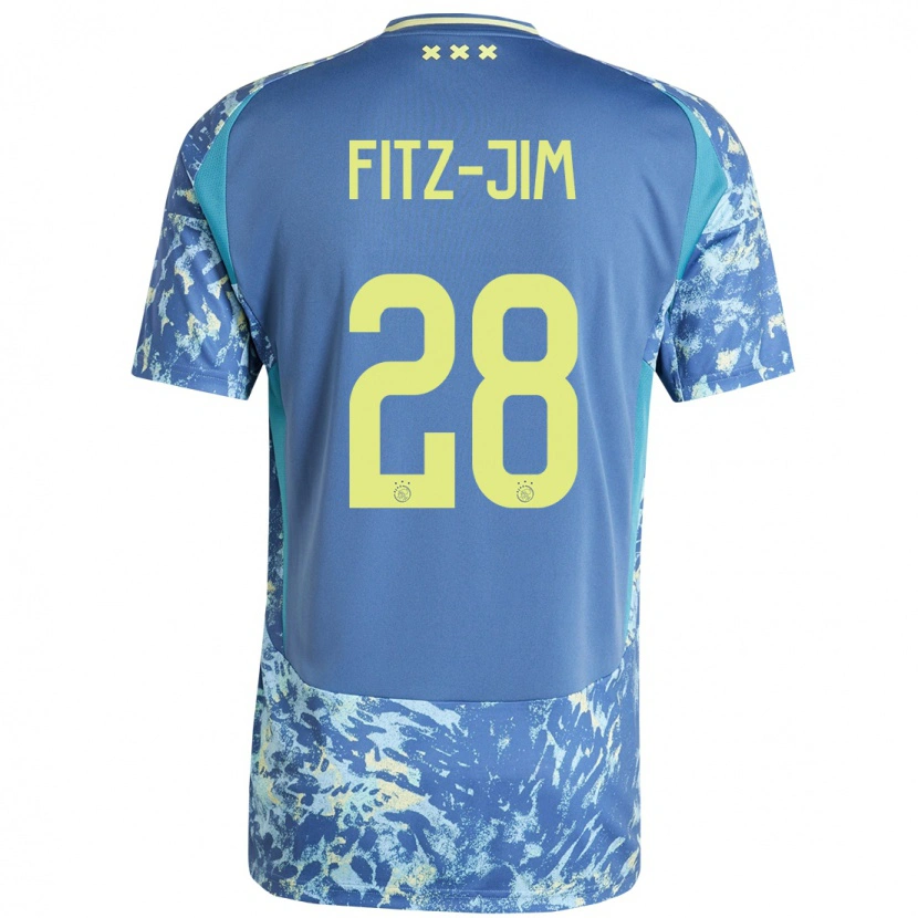 Danxen Kinder Kian Fitz-Jim #28 Grau Blau Gelb Auswärtstrikot Trikot 2024/25 T-Shirt