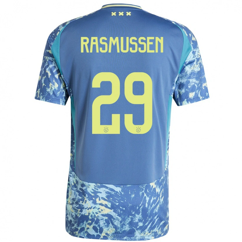 Danxen Kinder Christian Rasmussen #29 Grau Blau Gelb Auswärtstrikot Trikot 2024/25 T-Shirt