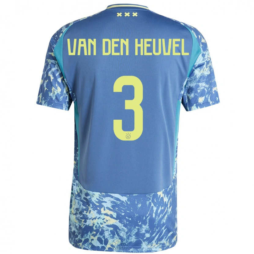 Danxen Kinder Nino Van Den Heuvel #3 Grau Blau Gelb Auswärtstrikot Trikot 2024/25 T-Shirt