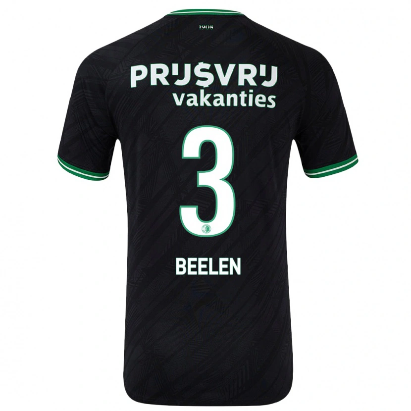Danxen Kinder Thomas Beelen #3 Schwarz Grün Auswärtstrikot Trikot 2024/25 T-Shirt